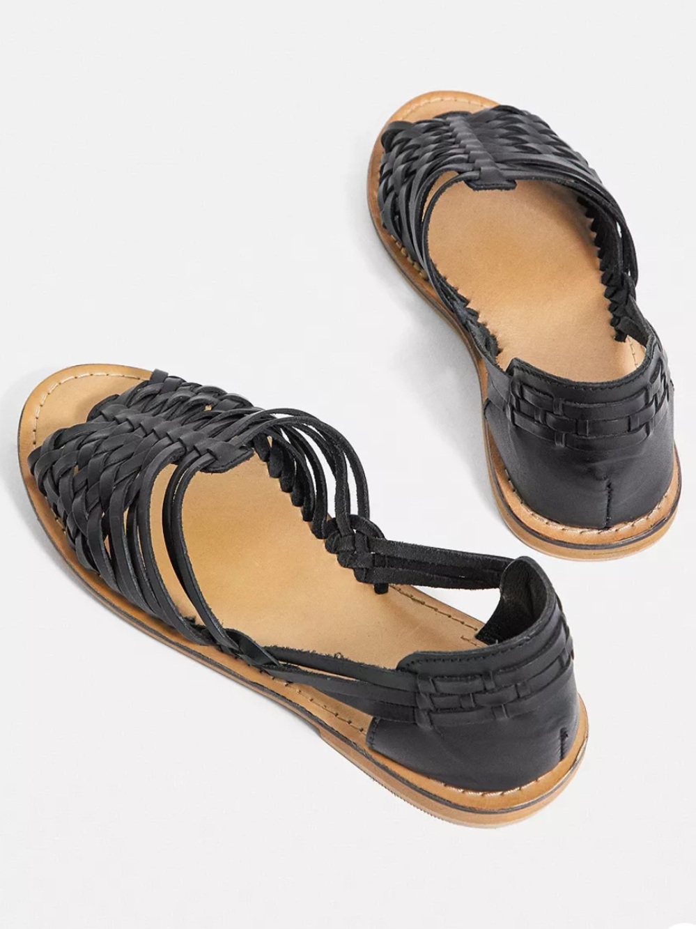 Asos Woven Leather Huarache Sandal - Black Sz 38 (Fit 7.5-8)